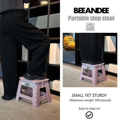 Foldable Step Stool Sturdy Safe Enough - Holds up to 300 Lb - 11 inch Footstool for Adults or Kids, Folding Ladder Storage/Opens Easy, for Kitchen,Toilet,Camping (Dusty Pink Puple)…