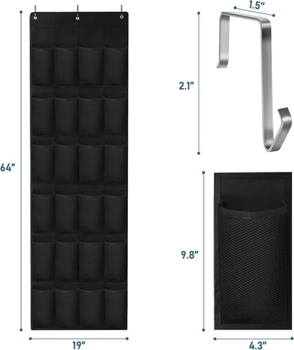 Skiennix Over The Door Shoe Organizer - 24 Large Pockets for Enhanced Closet Storage