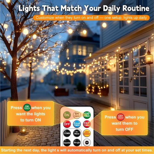 HXWEIYE Rechargeable Fairy Lights - 33ft 100LED Twinkle String Lights with Remote & Timer | Waterproof Warm White Decor