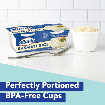 Minute Ready-to-Serve Basmati Rice Cups - Microwavable 8.8-Ounce Pack of 8 for Quick Meals