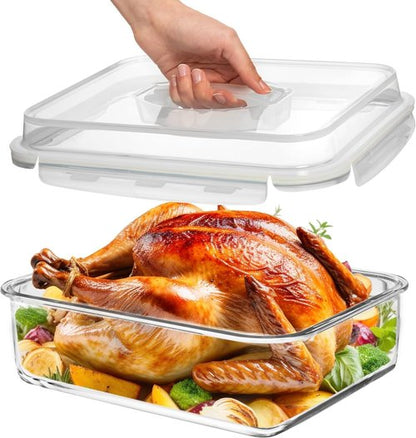 Large 4800 ML Glass Food Storage Container by [Brand Name] - Airtight Locking Lid | BPA-Free, Oven Safe for Vegetables, Fruits, and Casseroles
