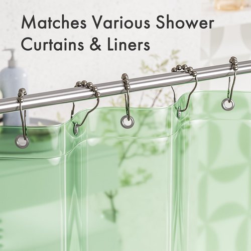 Amazer Shower Curtain Rings, Set of 12, Rust-Resistant Metal Shower Hooks Ring Shower Rings for Curtain Rolling Shower Curtain Hooks for Bathroom Shower Rod Shower Curtain Hangers, Nickel