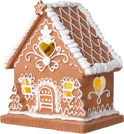 Lighted Gingerbread House by [Brand Name] - Festive Christmas Decor | 8.5 Inch Gingerbread Village