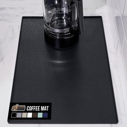 GORILLA GRIP Silicone Coffee Mat - Waterproof & Heat Resistant Espresso Machine Accessory | 11.5x18.6, Black