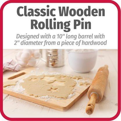 GoodCook Classic Wooden Rolling Pin - Effortless Rolling with Easy Roll Bearings | Perfect for Baking