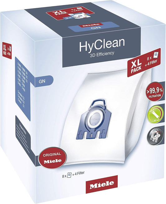 Miele XL Pack HyClean 3D GN Vacuum Cleaner Bags - Reliable Dust Containment | 4-Count Pack