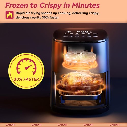 Air Fryer | 12 Presets with Viewing Window - 6Qt Capacity, 400℉ Max Crisp, Nonstick Basket