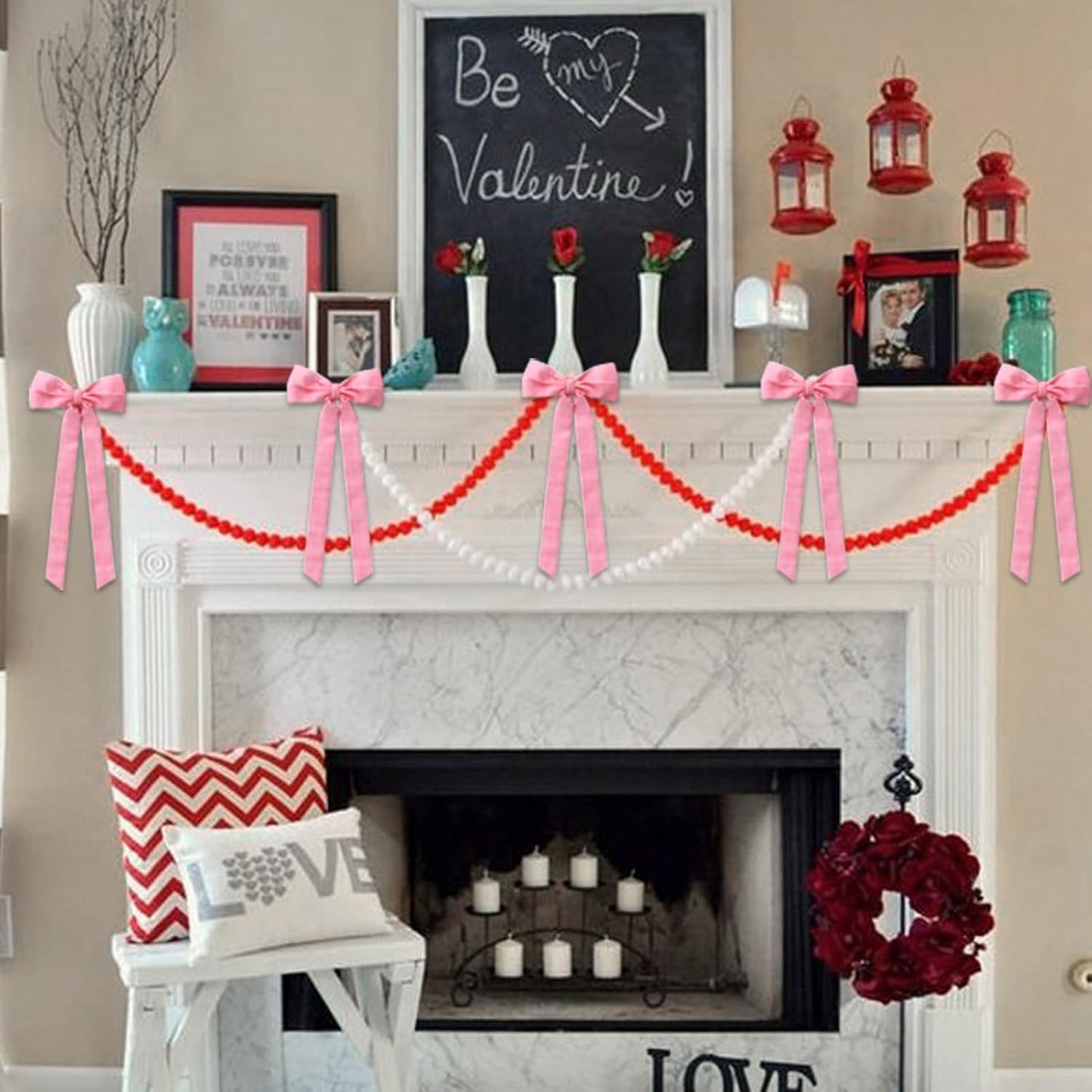 Skiennix 12Pcs Pink Velvet Bows - Elegant Valentine's Day Tree Decorations | 5in x 10in Easter Spring Ornaments for Home & Events