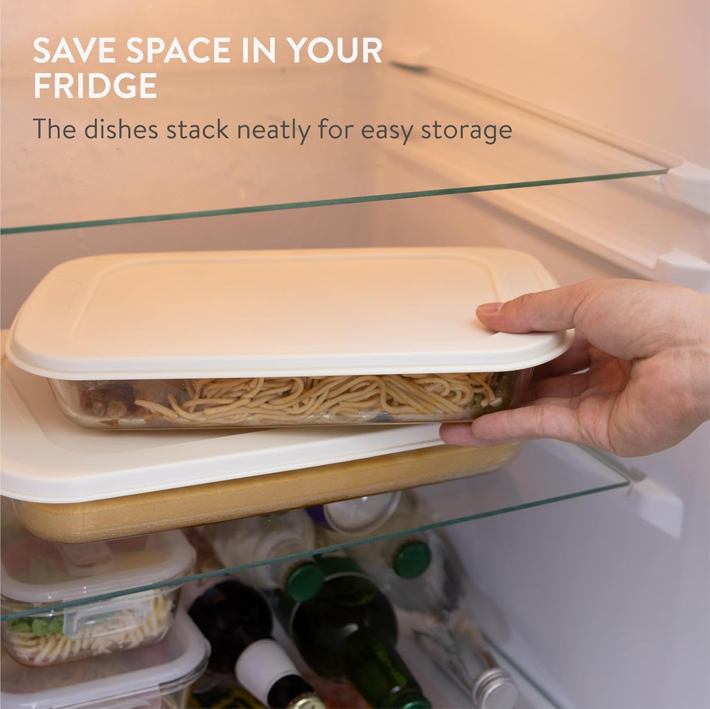 Navaris 4-Piece Glass Baking Dish Set - Versatile Casserole Dishes with Lids | 1.7qt & 2.3qt Sizes