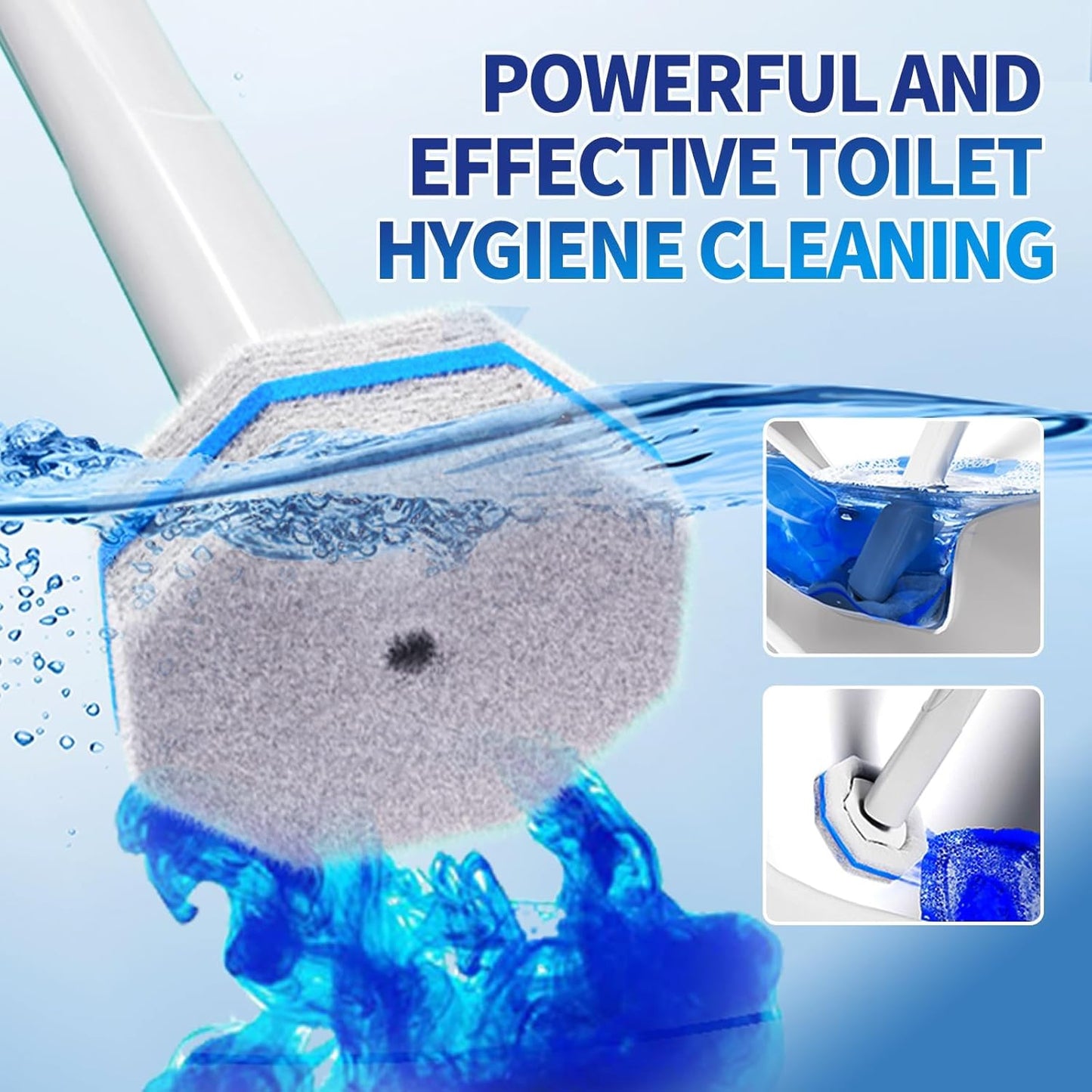 Skiennix Disposable Toilet Brush Cleaning System - 50 Refill Pads & Wall-Mounted Holder for Easy Maintenance
