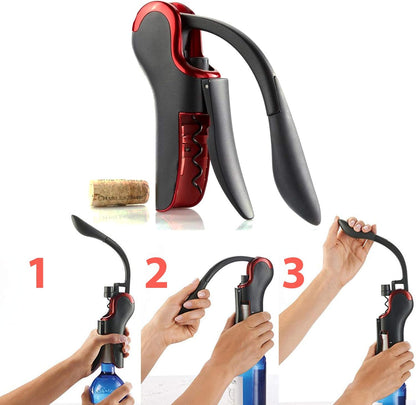 Wine Opener Compact Vertical Corkscrew Wine Bottle Opener with Built-in Foil Cutter