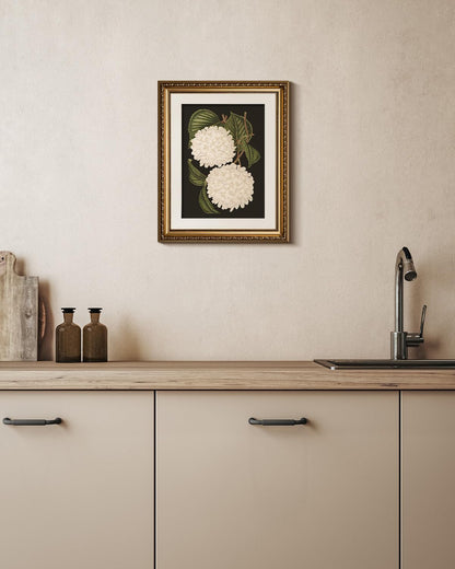 VIYYIEA Gold Framed Canvas Print - White Hydrangea Oil Painting for Home Decor | 13x16in Aesthetic Wall Art