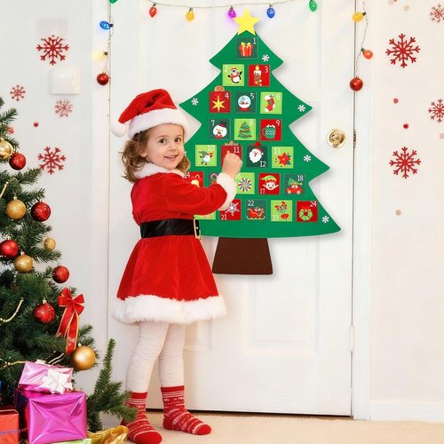 Christmas Tree Advent Calendar 2025 - 24-Day Countdown with Festive Pockets | Perfect Holiday Decor for Kids & Adults