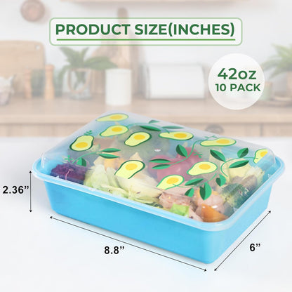 Regine Switzerland Meal Prep Containers - 10 Pack 42 oz Leakproof & Stackable | Microwave & Freezer Safe, Avocado