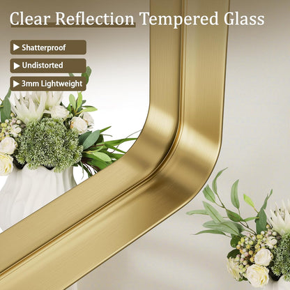 VooBang Gold Bathroom Mirror - 20x30 Inch Modern Deep Frame | Versatile Hanging or Leaning Design