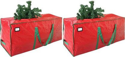 Cosy Family Christmas Tree Storage Bag - Durable Extra Large 7.5 ft Holiday Bag with Reinforced Handles & Dual Zippers - Red (Pack of 2)