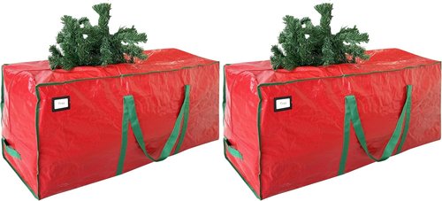 Cosy Family Christmas Tree Storage Bag - Durable Extra Large 7.5 ft Holiday Bag with Reinforced Handles & Dual Zippers - Red (Pack of 2)