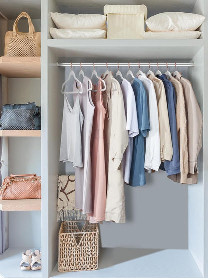 Smartor Velvet Hangers - 50 Pack Non-Slip Heavy Duty Felt Hangers with 360° Rotating Rose Gold Hook | Slim Space-Saving Closet Organizer