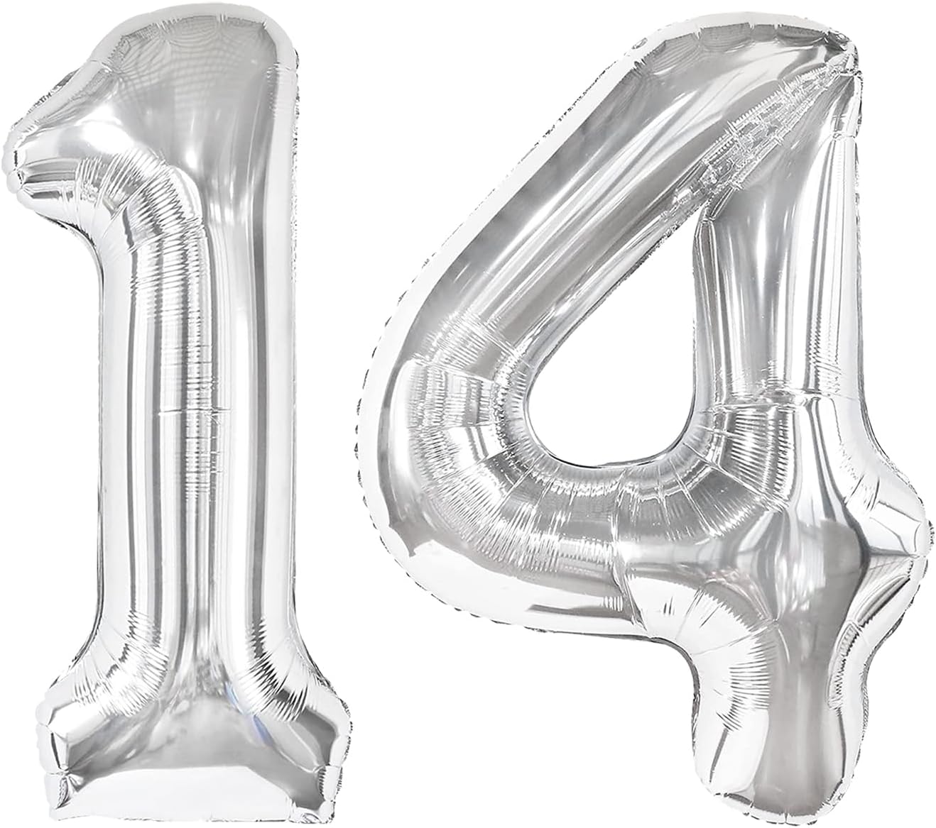 Silver Number 14 Balloon - 40 Inch 14th Birthday Decoration for Kids | Perfect Silver Party Supplies