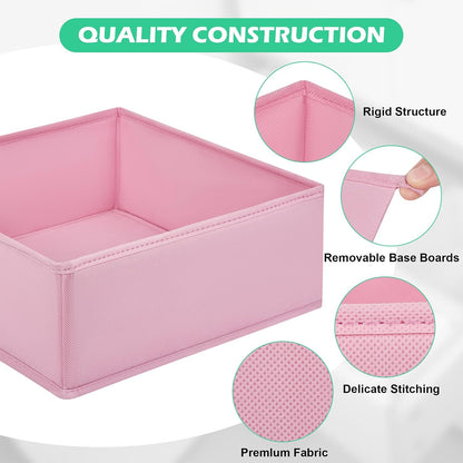 Skiennix Drawer Organizer - 16-Pack Fabric Dividers for Underwear, Baby Clothes & Accessories - Pink