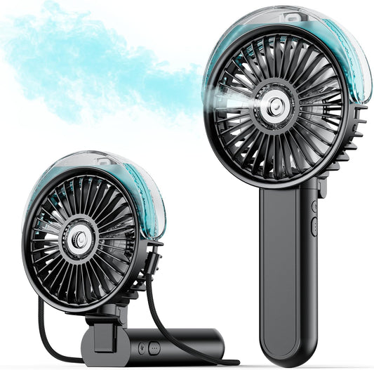 Sweetfull Portable Misting Fan - 180° Foldable Handheld Fan with Mist Spray & 3 Speeds | USB Rechargeable for Travel & Outdoor Use