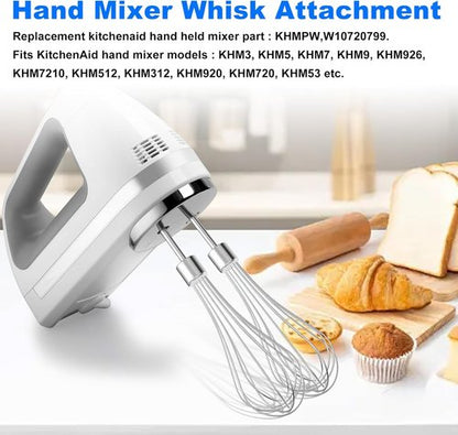 KitchenAid Hand Mixer Whisk Attachments - 2 Pack for KHM512BM, KHM2B, KHM3, KHM5 Models