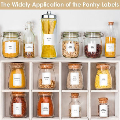 Cludoo 434 Pcs Kitchen Pantry Labels for Food Containers with DIY Blank Labels,3 Sizes Preprinted Minimalist Waterproof Pantry Labels, Kitchen Organization Labels for Jar, Bottles,Boxes