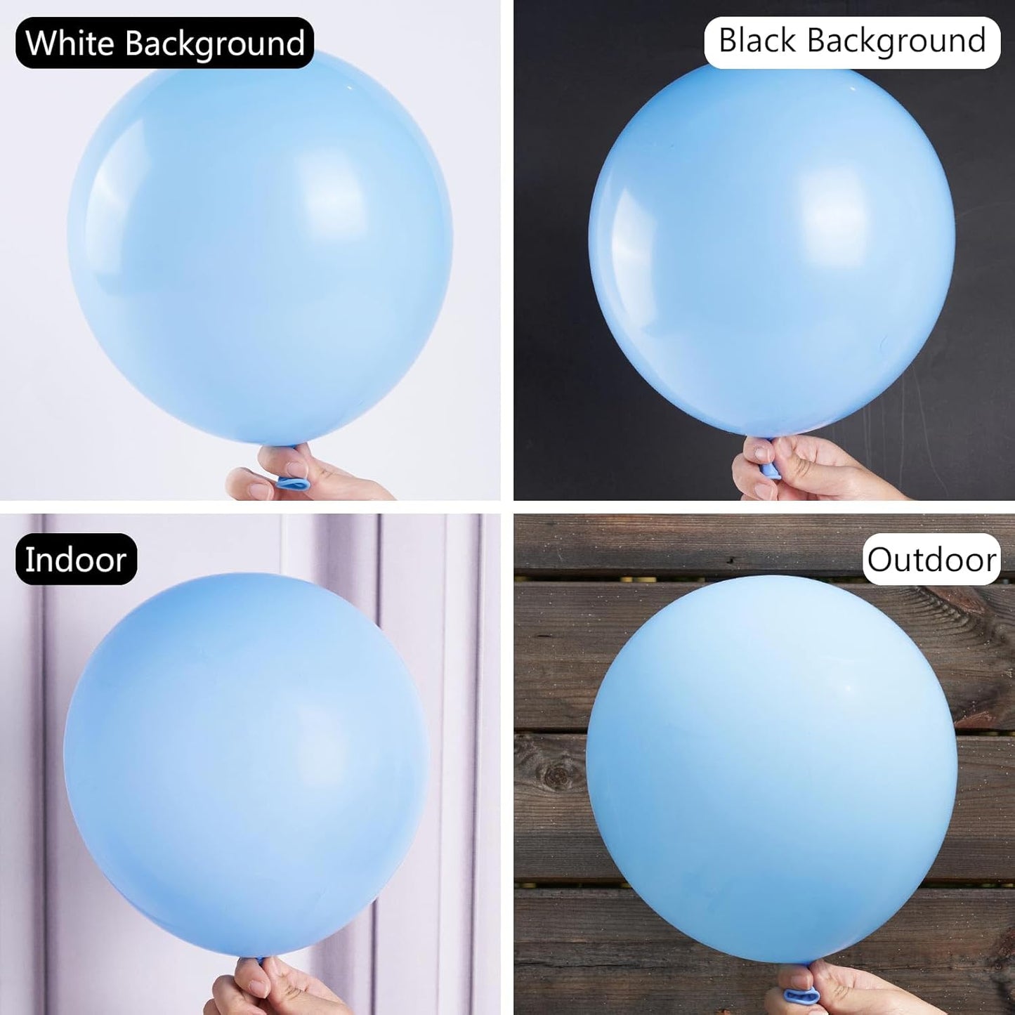 PartyWoo White & Light Blue Balloons - 100 Pcs Each, 12 Inch Perfect for Celebrations