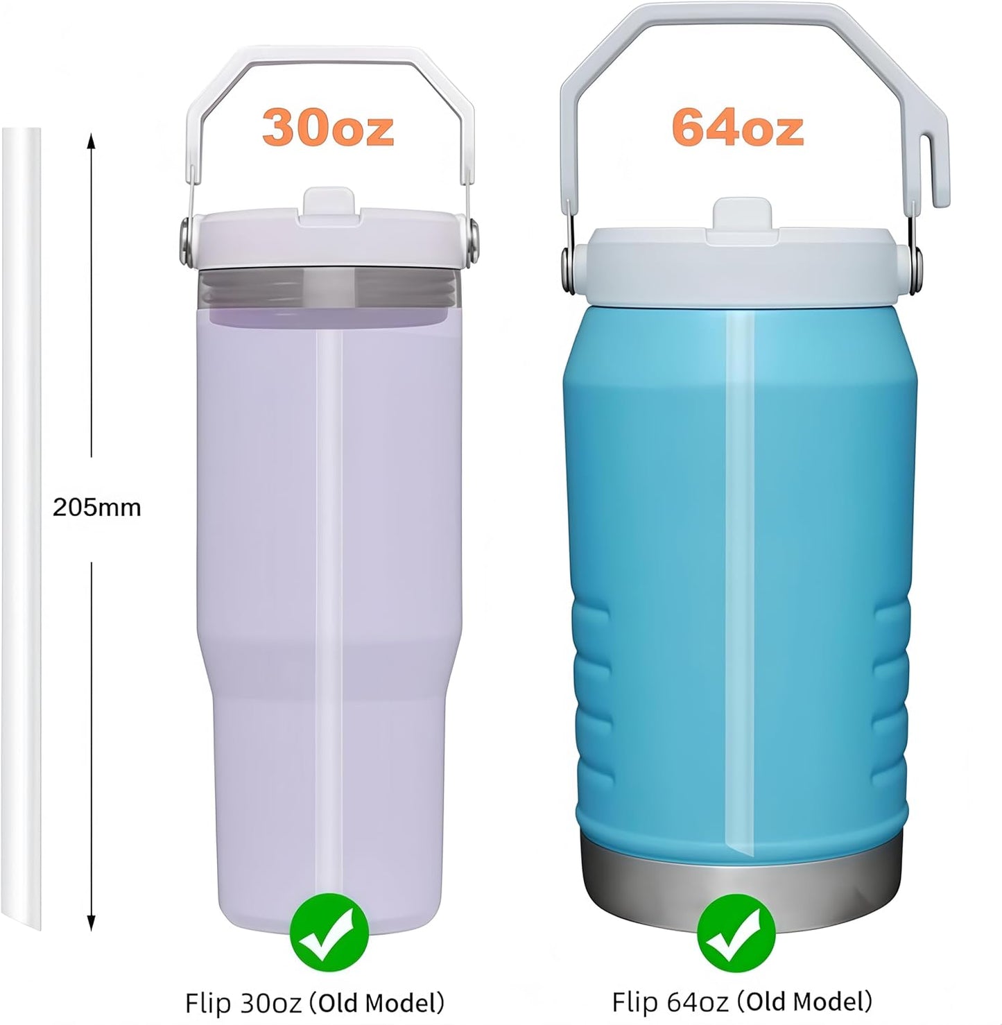 Stanley Replacement Straws - Compatible with IceFlow Flip Straw Tumblers 30 oz & 64 oz | 6 Straws & Cleaning Brush Included