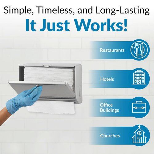 Bobrick Wall-Mounted Paper Towel Dispenser – Stainless Steel, Holds 200 C-Fold or 275 Multifold Towels, Easy Manual Access, ADA Compliant, Ideal for Commercial Bathrooms & High-Traffic Areas (Model B-2621)