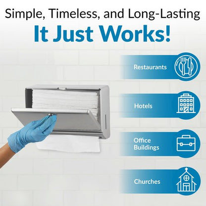 Bobrick Wall-Mounted Paper Towel Dispenser – Stainless Steel, Holds 200 C-Fold or 275 Multifold Towels, Easy Manual Access, ADA Compliant, Ideal for Commercial Bathrooms & High-Traffic Areas (Model B-2621)