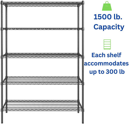 Regine Switzerland 5-Tier Metal Garage Storage Shelving Unit - Adjustable & Freestanding (36 in. W x 72 in. H x 14 in. D)