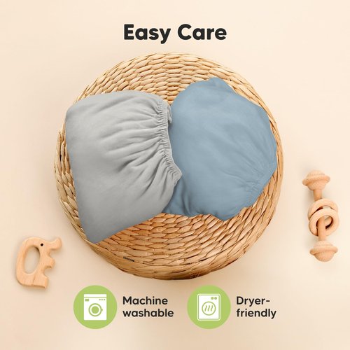 Pack and Play Sheets Fitted - 2-Pack Mini Crib Sheets for Pack N Play Mattress 38x26, Soft & Cozy, Neutral Toddler Playard Bedding, Snug Fitted Mini Baby Crib Mattress Cover Boy, Girl (Steel)