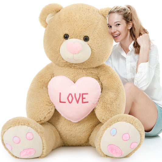 BENINY Giant Teddy Bear Stuffed Animal Plush Toys, 43 inch Big Teddy Bear with Lover Heart, Life-size Valentine Teddy Bear for Girlfriend