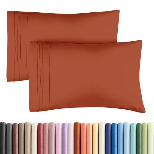 King Pillow Cases Set of 2 - Ultra Soft Hotel Quality Pillowcase Covers - Comfy, Cozy & Wrinkle Free - Shrinkage, Stain & Fade Resistant - Machine Washable Pillow Protectors - 2 Piece Set - Terracotta