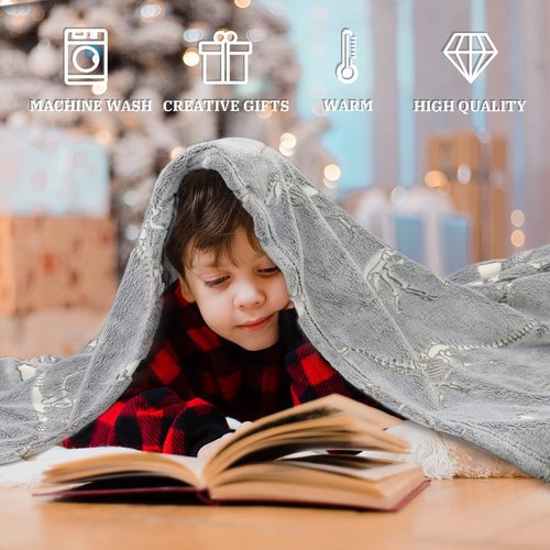 Gitrat Soft Blanket Dinosaur Fleece Blankets Kids Dinosaur Gifts for Boys 60"x80"