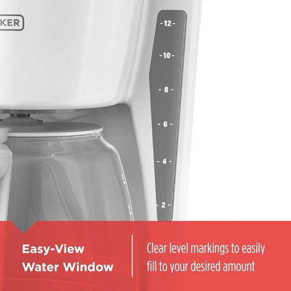 BLACK+DECKER 12-Cup Programmable Coffeemaker - White & Stainless Steel Finish