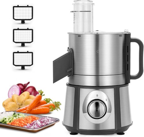 Anatole Electric Vegetable Dicer - Heavy Duty Stainless Steel Food Processor | 16-Cup Capacity, 300W Power, Auto Discharge, Multiple Blades for Versatile Chopping