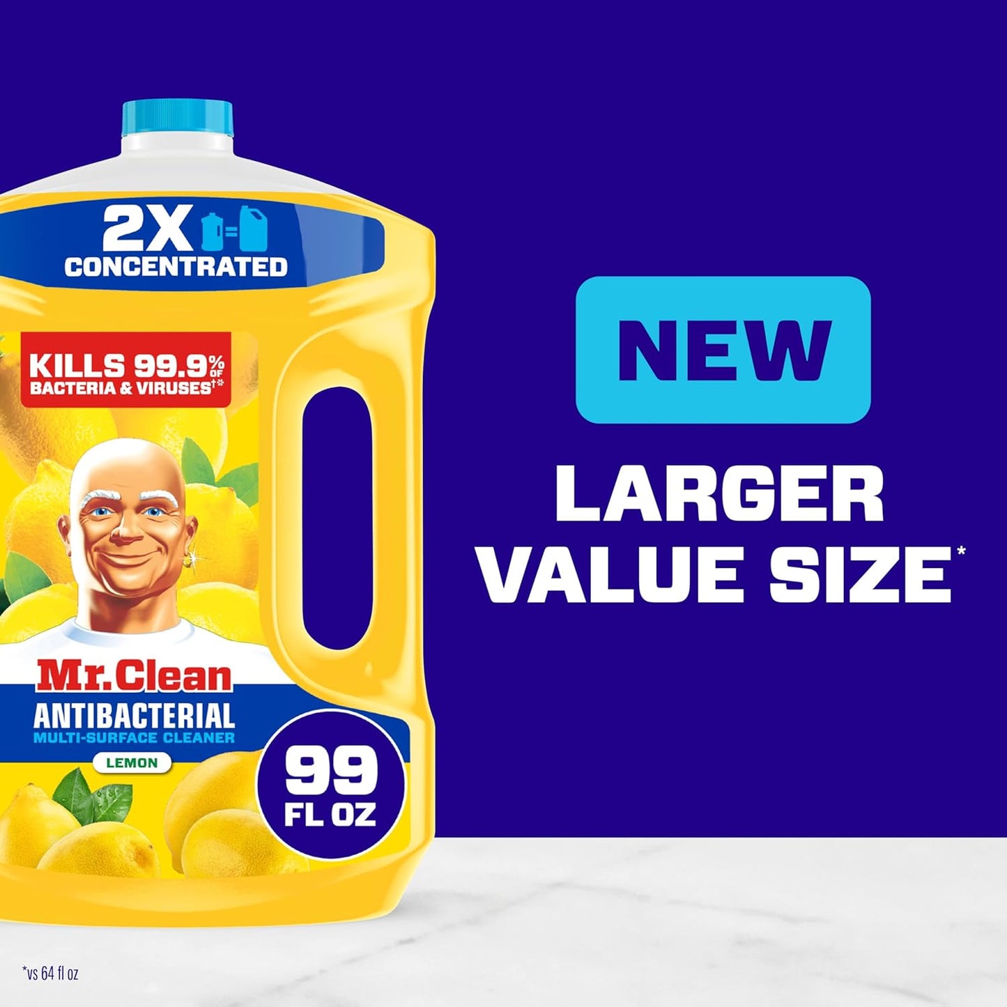 Mr. Clean Antibacterial All-Purpose Cleaner - Multi-Surface Cleaning Liquid, Lemon Scent, 99oz