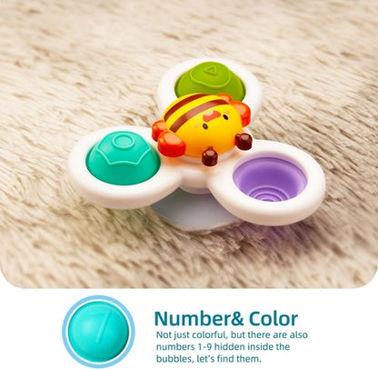 LiKee Fidget Rotating Sensory Bath Toys - Strong Suction Cups for Travel & Play | Ideal for 10+ Months