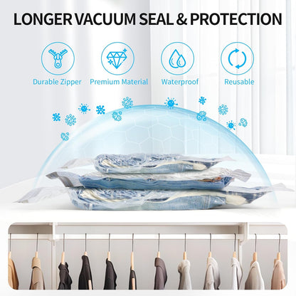 Skiennix Vacuum Seal Bags - 16 PCS Space Saver Set with Electric Air Pump for Travel & Storage