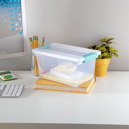 Sterilite Medium Clip Box - Stackable Storage Bin with Latching Lid for Organizing Crafts & Papers | Clear