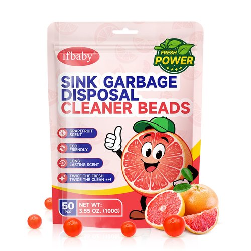 ifbaby 50 Count Garbage Disposal Cleaner and Deodorizer – Sink Odor Eliminator, New Powerful Grapefruit Zest Scented Kitchen Sink Freshener Pods& Drain Odor Eliminator Disposer Care Balls