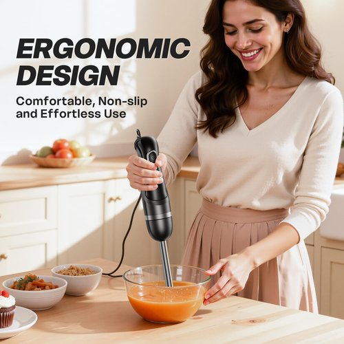 Immersion Blender - Corded Electric Handheld Stick Mixer with Stainless Steel Blades | 2 Speed for Smoothies & Soups