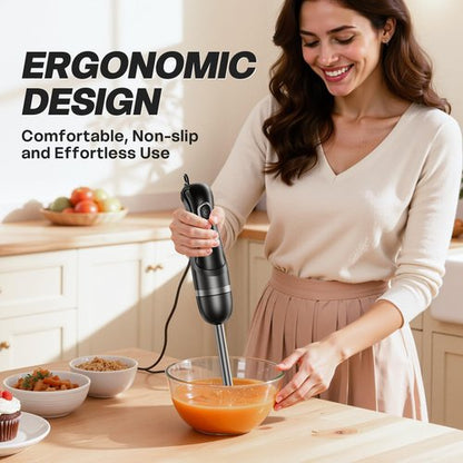 Immersion Blender - Corded Electric Handheld Stick Mixer with Stainless Steel Blades | 2 Speed for Smoothies & Soups