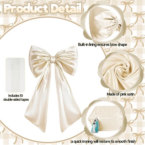 Giant Bow Decoration - Large Cream White Coquette Bow for Birthday Party & Wedding Decor | Satin Finish