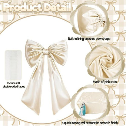 Giant Bow Decoration - Large Cream White Coquette Bow for Birthday Party & Wedding Decor | Satin Finish