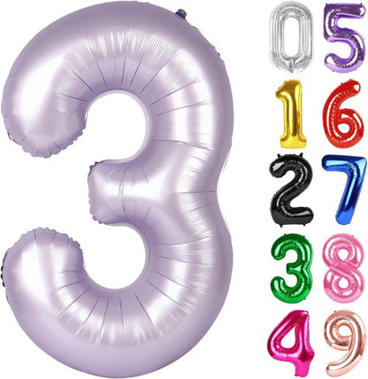 Lilac Number 3 Balloon - 40 Inch Birthday Celebration Decor for Kids & Adults | Perfect for 3rd Birthday Parties