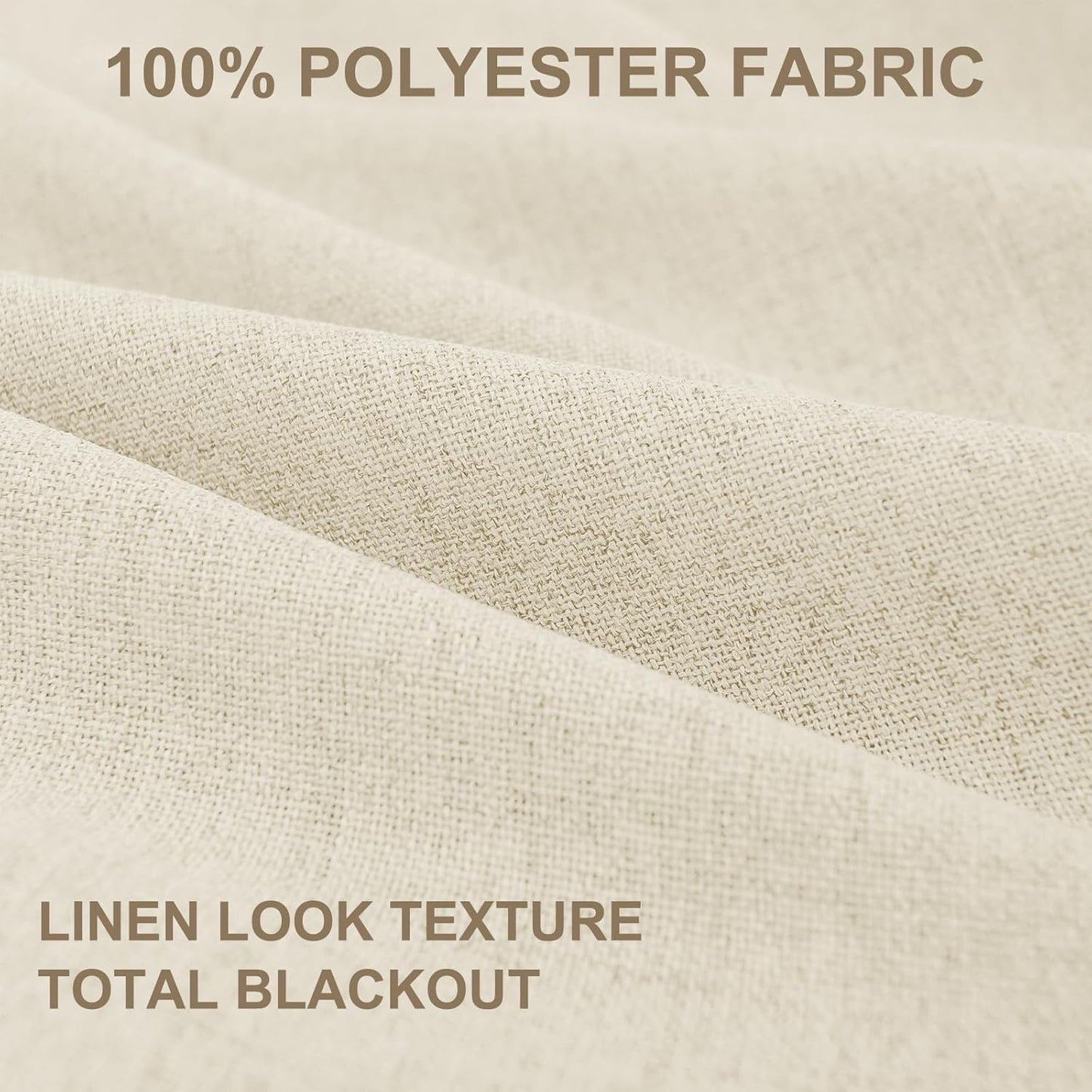 Skiennix 100% Blackout Linen Curtains - Thermal Insulated Drapes, 50" W x 84" L, Light Cream - 2 Panels Set