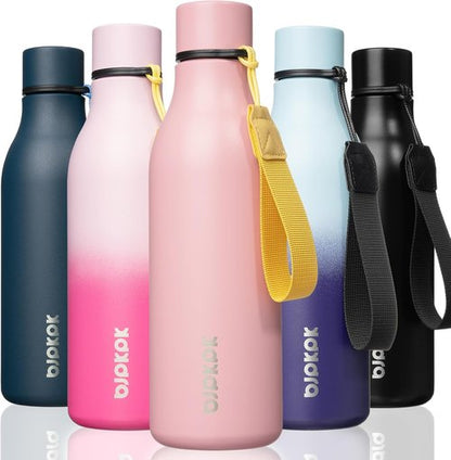 BJPKPK Insulated Water Bottle - 18 oz Stainless Steel, BPA-Free, Leak-Proof Flask for Sports & Travel | Light Pink